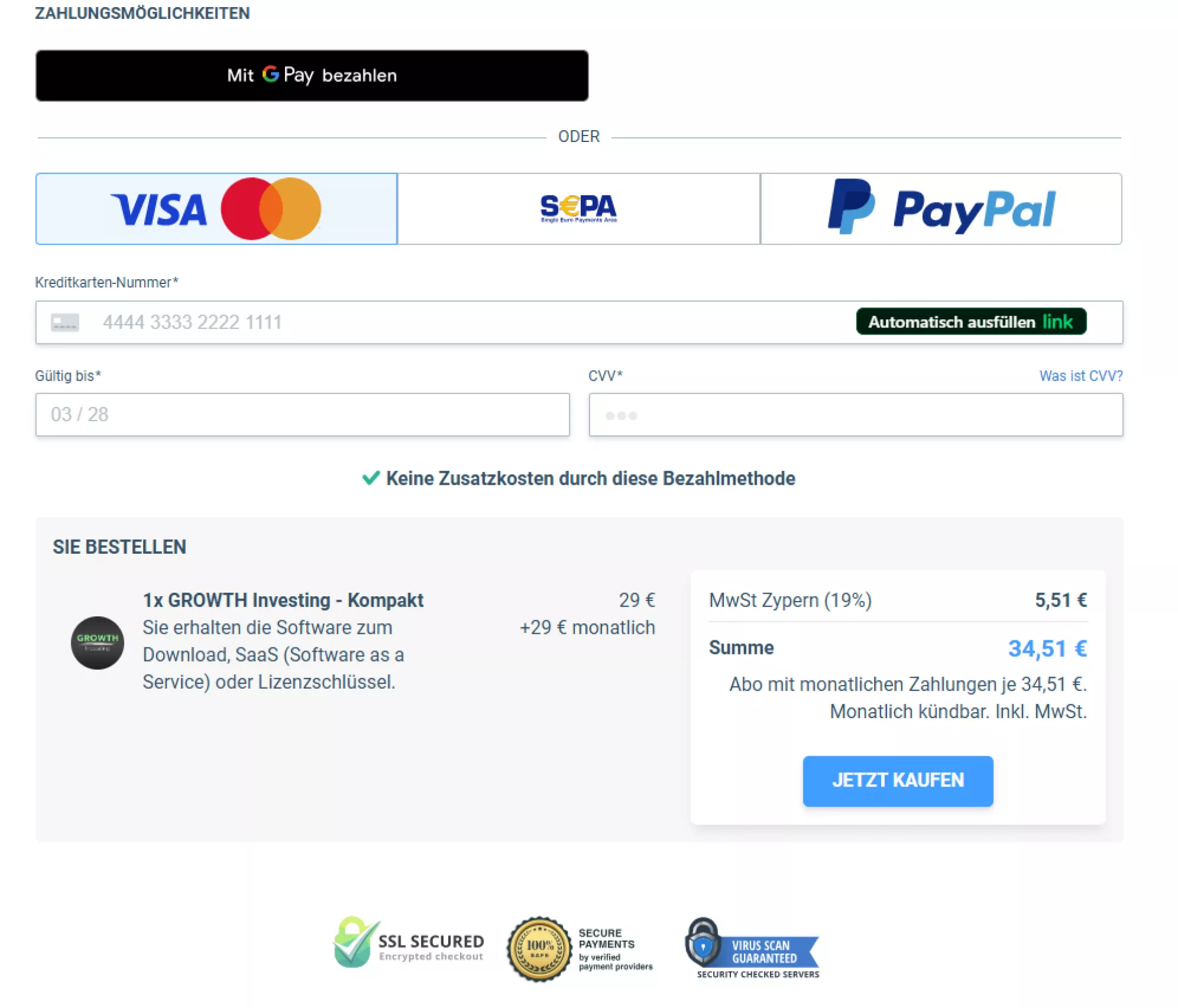 Kompakt Abonnement Growth Investing Software