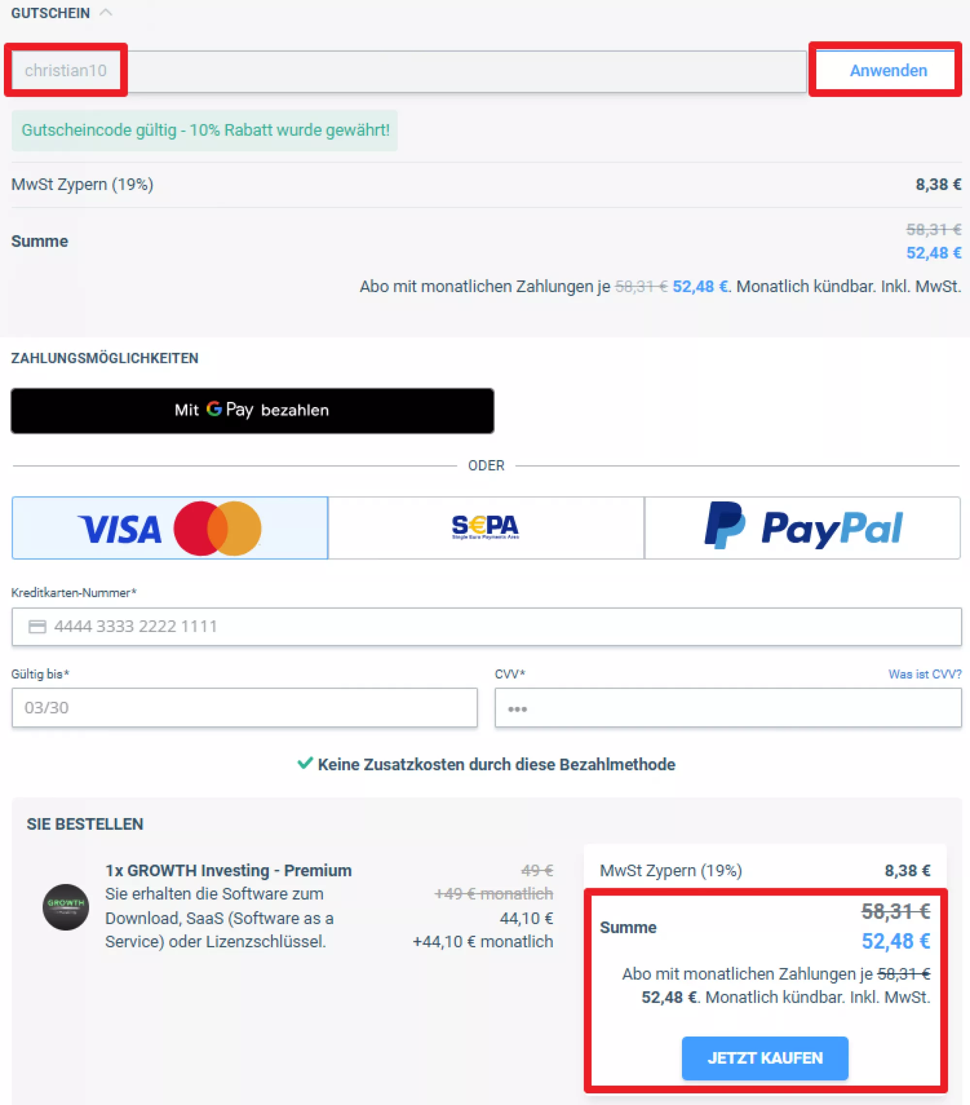 Growth Investing Vorteilscode Premium Abo Christian10