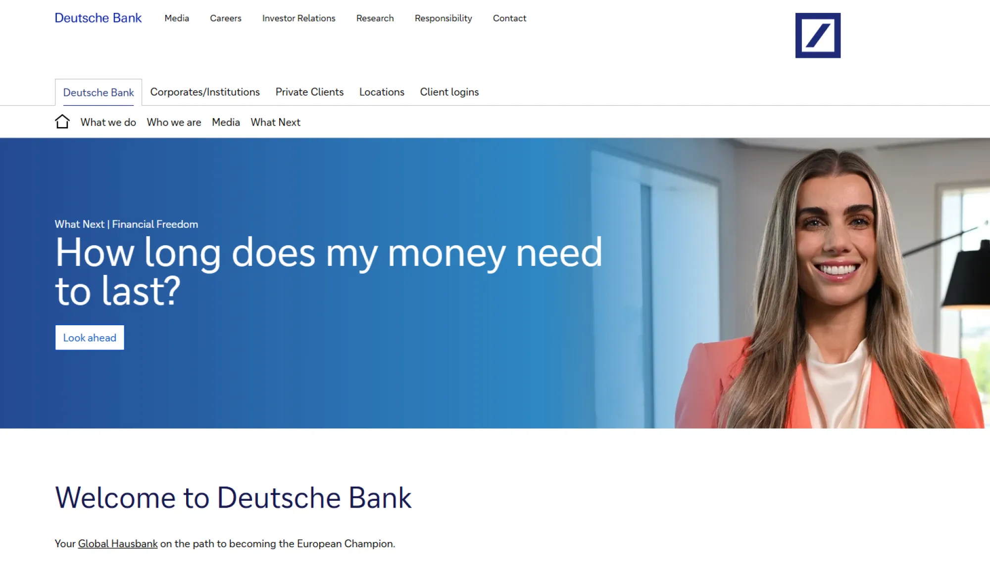 <think> Got it, let's create the alt text. First, identify what's visible. The image shows a webpage with the Deutsche Bank…